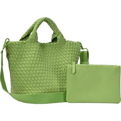 Madison West Woven Neoprene Satchel In Green