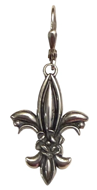 Madison Women's Magnolia Fleur De Lis Earrings In Silver In Brown