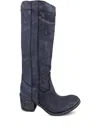 Madison.maison 57mm Washed-effect Leather High Boots In Blue