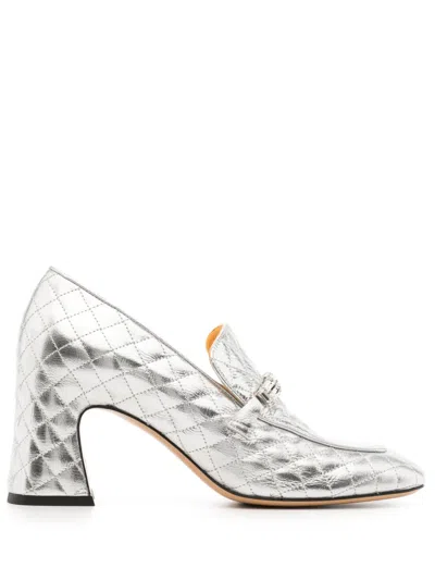 Madison.maison 64mm Quilted Leather Pumps In Silver