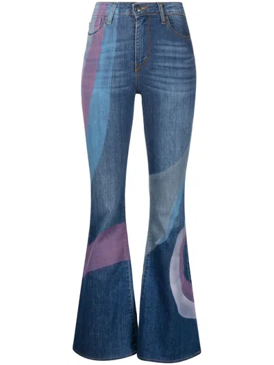 Madison.maison Anita Swirl-print Flared Jeans In Blue