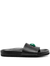 Madison.maison Athena Leather Flat Slides In Black