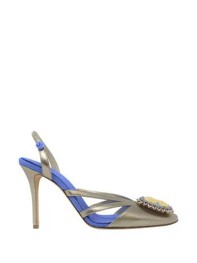 Madison.maison Cameo Slingback Pumps In Gold