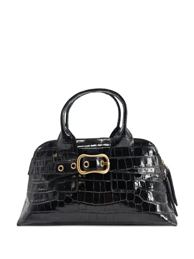 Madison.maison Croc-effect Buckled Mini Bag In Black
