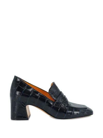Madison.maison Croc-effect Leather Loafers In Black