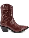 Madison.maison Croc-embossed Pointed-toe Boots In Brown