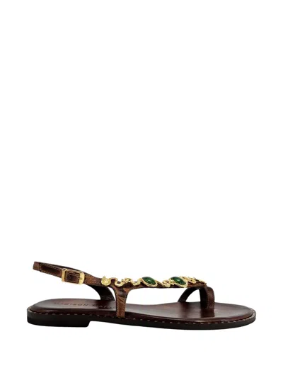 Madison.maison Embellished Sandals In Brown