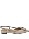 Madison.maison Embellished Slingback Flat Pumps In Beige