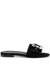 Madison.maison Fade Jeweled Suede Slides In Black