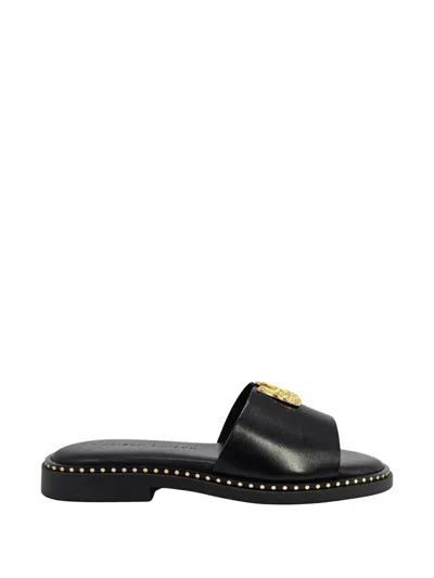 Madison.maison Hammered-hardware Leather Sandals In Black