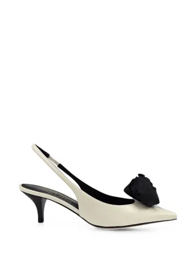 Madison.maison Instinya Flower-embellished Leather Slingback Pumps In White