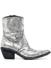Madison.maison Laminated Leather Ankle Boots In Silver