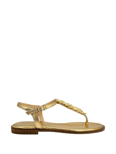 Madison.maison Leaf-embellished Sandals In Gold