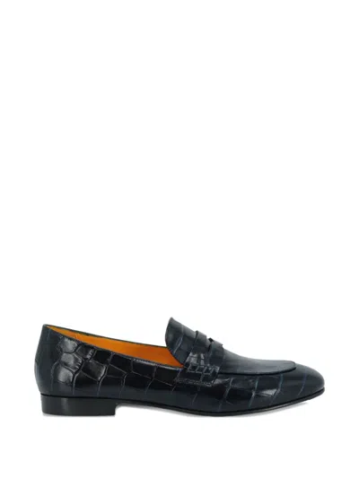 Madison.maison Leather Croc-effect Loafers In Blue
