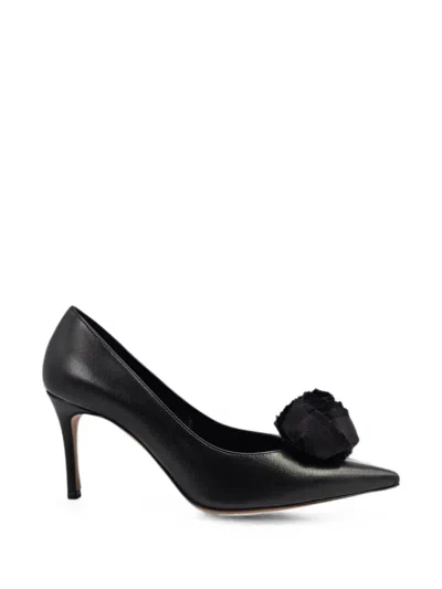 Madison.maison Linia Flower-detail Pointed-toe Pumps In Black