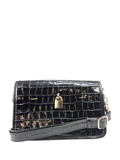 Madison.maison Moc Croc Crossbody Bag In Black