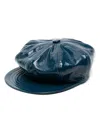 Madison.maison Patent Leather Baker Boy Hat In Blue