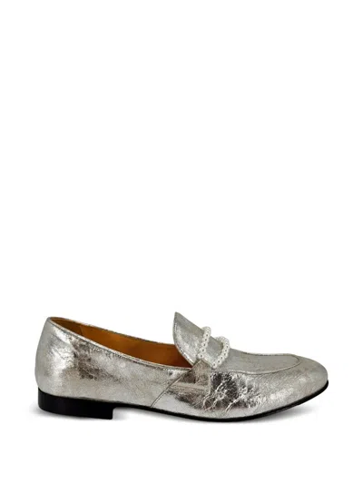 Madison.maison Pearl-embellishment Leather Loafers In Silver