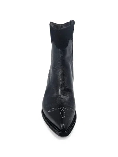 Madison.maison Pointy Star-patchwork Leather Ankle Boots In Animal Print