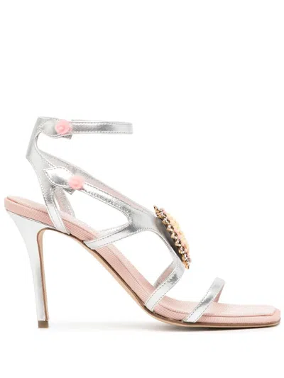 Madison.maison Postino 95mm Charm-strap Sandals In Silver