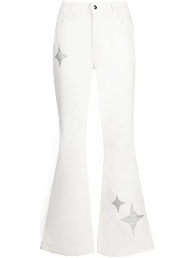 Madison.maison Star-print High-rise Flared Jeans In Weiss
