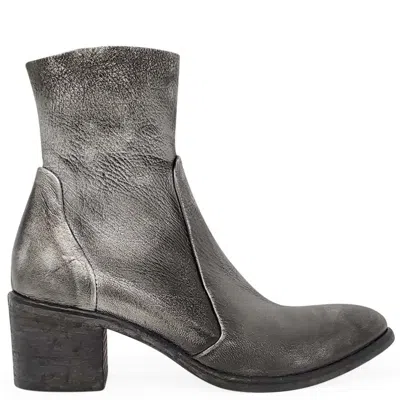 Madison.maison Women's Antique Silver Leather Ankle Boot In Gray
