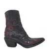 Madison.maison Women's Black Leather Embroidered Ankle Boot In Black