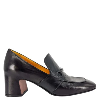 Madison.maison Women's Black Leather Hidden Bit Heel Loafer