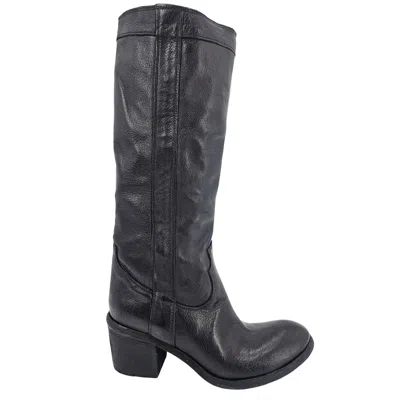 Madison.maison Women's Black Leather Knee-high Pull-on Boot