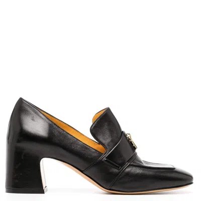 Madison.maison Women's Black Leather Lock Heel Loafer 2