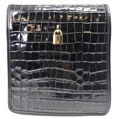 Madison.maison Moc Croc Crossbody Bag In Black