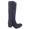 Madison.maison Women's Blue Navy Washed Leather Knee-high Pull-on Boot In Blue
