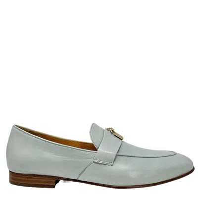 Madison.maison Women's Blue Seafoam Leather Lock Flat Loafer