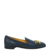 Madison.maison Women's Blue Teal Leather Square Toe Loafer In Blue