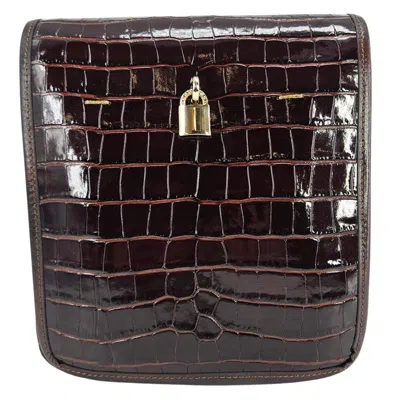 Madison.maison Moc Croc Crossbody Bag In Brown