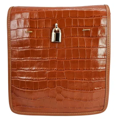 Madison.maison Moc Croc Crossbody Bag In Orange