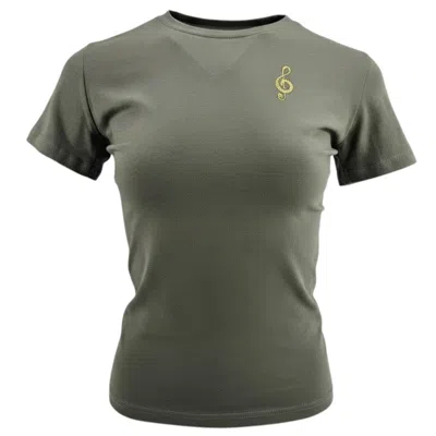 Madison.maison Women's Green Music Is The Answer Khaki T-shirt
