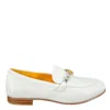 Madison.maison Women's White Leather Flat Jeweled Loafer In White