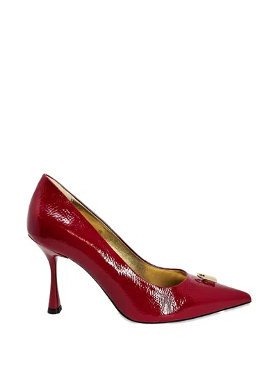 Madison.maison X Joan Hornig Lock-embellishment Pointed-toe Pumps In Red