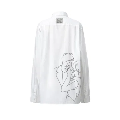 Madlen Men's Black / White That Kiss Hand Painted Shirt In Black/white