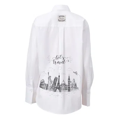 Madlen Women's Black / White Let's Travel Hand Painted Shirt In Multi