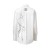 Madlen Women's White / Black Silhouette Hand Painted Shirt In White/black