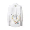Madlen Women's White Heart Splash Hand Painted Shirt In White
