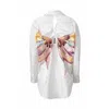 Madlen Women's White / Pink / Purple Colorful Flutter Hand Painted Shirt In White/pink/purple
