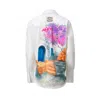 Madlen Women's White Santorini Hand Painted Shirt In White