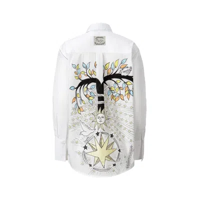 Madlen Women's Yellow / Orange / Black Universe Hand Painted Shirt In Yellow/orange/black
