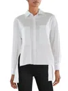 MADONNA & CO WOMENS HI-LOW COLLARED BUTTON-DOWN TOP