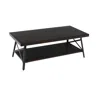 Madrona Burke Gray 48" Coffee Table With Solid Wood Top, Metal Base, And Open Storage Shelf In Black