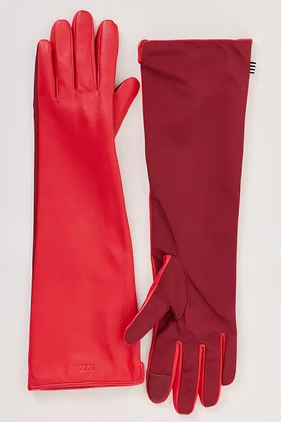 Mads Nørgaard Long Leather Gloves In Red