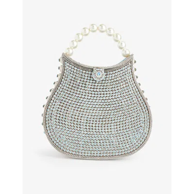 Mae Cassidy Nimmi Jewel Pearl Metal Top-handle Bag In Aquamarine/silver